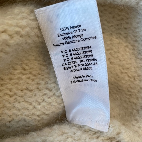 Aritzia BABATON Alpaca Ivory Crop Sweater 3/4 Batwing Sleeves Women's Size Small - Picture 5 of 8